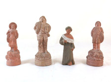 4 VECCHIE STATUINE IN TERRACOTTA PERSONAGGI SCULTURA STATUA COLLEZIONE BM18