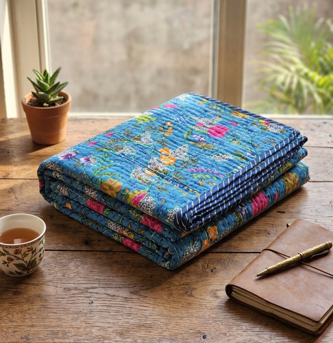 Trapunta coperta kantha cotone