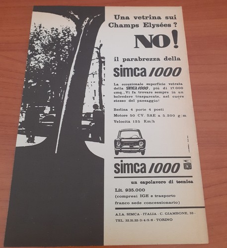 Pubblicità epoca simca - pubblicità, 1000