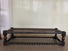 Panca D’epoca In Legno Tornito E Paglia Di Vienna 59 X 30 X22 Cm