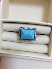 Anello alta bigiotteria color argento con pietra turchese