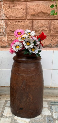 Antico legno fiore - in, vaso