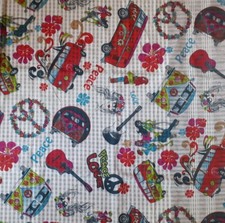 *HH* Bellissima Stoffa tessuto Hippy hippie Volkswagen pulmino telo cloth fabric