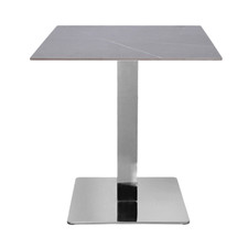 Tavolo bar 70x70 cm piano per esterno effetto Cemento e base argento H 75