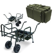 Carrello Carriola Pesca Carpa Regolabile Uso 1/2 Ruote + Carryall Dynamic NGT