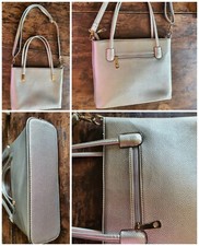 Borsa ? donna colore ARGENTO doppio manico + tracolla Ecopelle giorno sera 