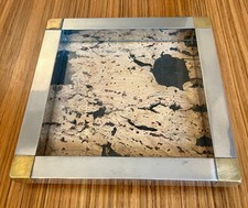 Romeo Rega (attr.), svuotatasche in metallo, vetro e sughero, anni 70