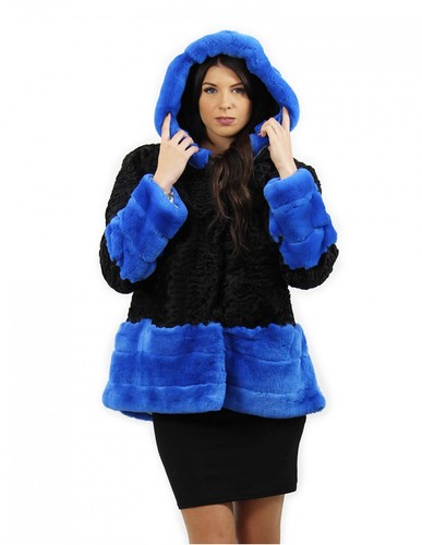 Giacca pelliccia nero blu - giacca, e
