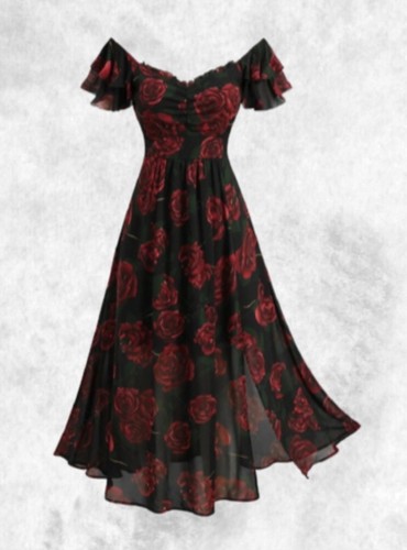 Maxi abito nero rosso - abito, nero/rosso