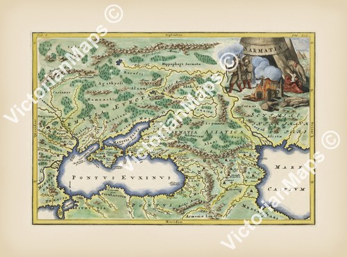 Mappa antica sarmatia crimea - mappa,