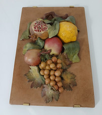 Pannello Parete Quadro Bassorilievo Rilievo Frutta Terracotta Vintage 42 x 30 cm
