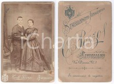 1880 ca SAVIGLIANO Ritratto di due coniugi per mano - Foto Carlo POZZO 11x16 cm
