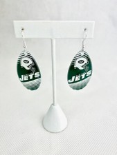 NFL New York Jets White Helmet Vintage Teardrop Spinner Women’s Hook Earrings