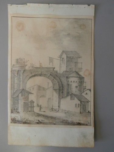 Antico disegno 6x13 cm - antico, 17,6x13,9