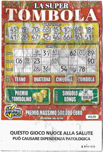 Super tombola serie 3019 - tombola,