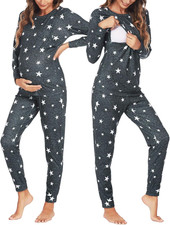 Pigiama Donna Premaman Pigiami Maternità Invernali Manica Lunga Due Pezzi Abbigl