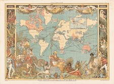 Stampa arte da parete casa - poster mappa vintage - IMPERO BRITANNICO 1886 - A4,A3,A2,A1,A0