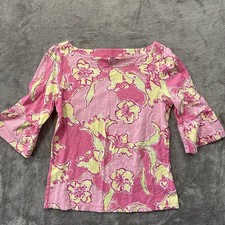 Top Lilly Pulitzer Belle Hotty rosa giorno Lilly taglia small collo barca manica a campana