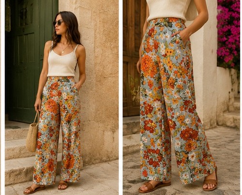Zara floral wide - floral, leg