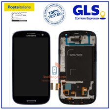 DISPLAY LCD+ FRAME ORIGINALE SAMSUNG GALAXY S3 NEO GT i9301 SCHERMO VETRO BLU