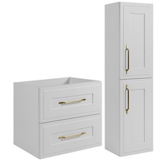 SET Mobili Bagno Mobile Sottolavabo 60 cm + Armadio Colonna Vintage BIANCO