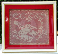 Quadro in cornice 60 cm fatto a mano all'uncinetto manifattura siciliana