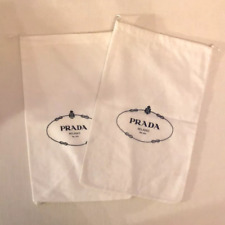 Due Dust Bag Prada in cotone bianco 8 1/4" x 13 3/4" (20,96 x 34,93 cm)