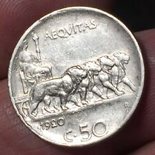 MONETA 50 CENTESIMI LEONI 1920 RIGATO  REGNO D’ITALIA -VITTORIO EMANUELE III