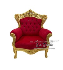 Sedia Poltrona Germany Trono Barocco oro velluto bordeaux swarovski AL4227