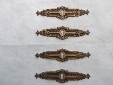 ANTICA SERIE DI 4 BOCCHETTE CHIAVE OTTONE X COMO' CASSETTIERA CREDENZA ARMADIO