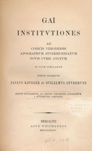 Gai institutiones codicis - gai, ad