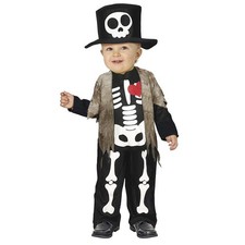 Costume vestito travestimento carnevale halloween bambino scheletro 12-18 mesi