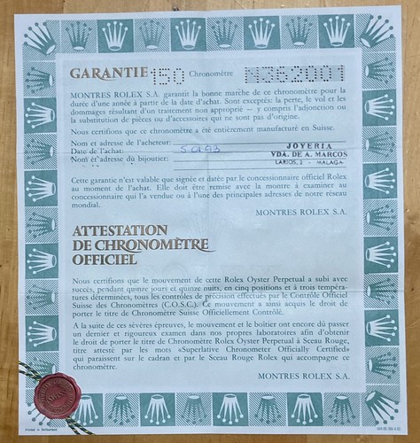 Rolex certificate guarantee - rolex,
