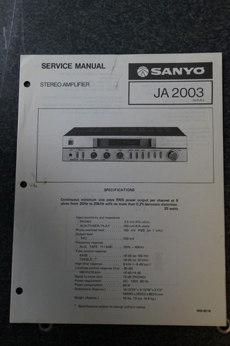 Manuale servizio sanyo ja - manuale,