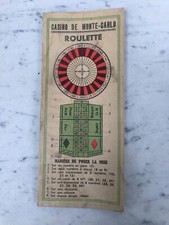 VECCHIO CARTONCINO DEL CASINO DE MONTE-CARLO ROULETTE 