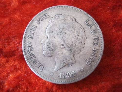 Pesetas 1892 spagna moneta - 5,