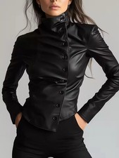 Giacca Donna Nera Pelle