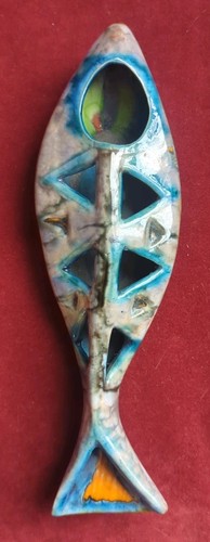 Ornamento pesce ceramica elio - ornamento,