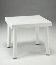 TAVOLINO BASSO QUADRATO IN RESINA,DA GIARDINO,SALOTTINO, BIANCO , CM 46X46X40