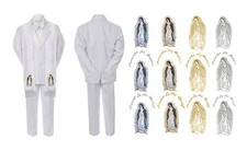 Tuta bianca battesimo cristiano neonato bambino ragazzo Vergine Maria su stola sm-7