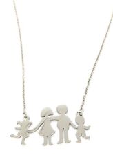 COLLANA FAMIGLIA FIGLI BAMBINO BAMBINA PAPA' MAMMA CIONDOLO ACCIAIO 316L 