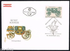 AUSTRIA 1 BUSTA PRIMO GIORNO FDC ANTICHI MEZZI DI TRASPORTO CARROZZA ARTE 1972
