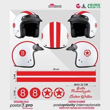 Kit ROSSO 8 Stella Strisce STICKER CASCO ADESIVO DECAL MOTO SCOOTER HELMET
