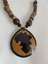 ? COLLANA GIROCOLLO VINTAGE BIJOUX IN LEGNO ETNICA AFRICA