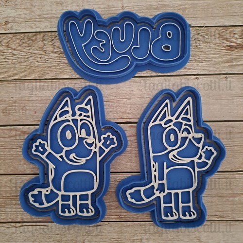 Bluey set 3pz stampo - bluey, biscotti
