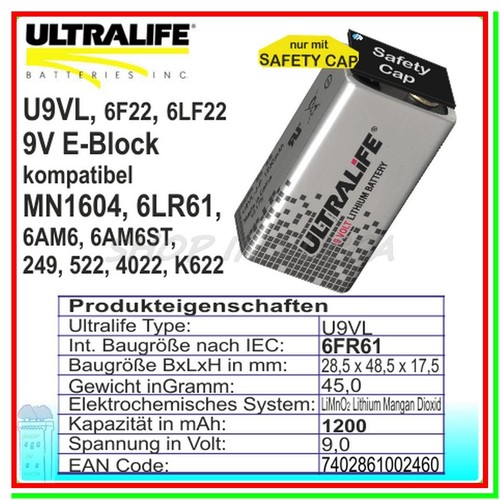 Batteria pila ultralife 9 - batteria,