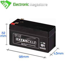 BATTERIA 12V 1,3A /1,2A PIOMBO GEL ERMETICA LAMPADE ELETTRONICA RICARICABILE 4,8