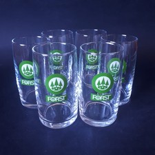 Set 6 bicchieri birra Forst vintage anni 80 collezione bar pub, vetro logo verde