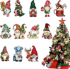 24 Pezzi Decorazioni Natalizie per Albero Legno,Gnomo Addobbi Natalizi per Alber
