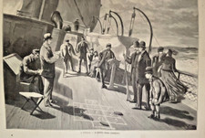 Stampa da rivista 1874 gioco della campana sulla nave veliero marina 1 pag.-1549